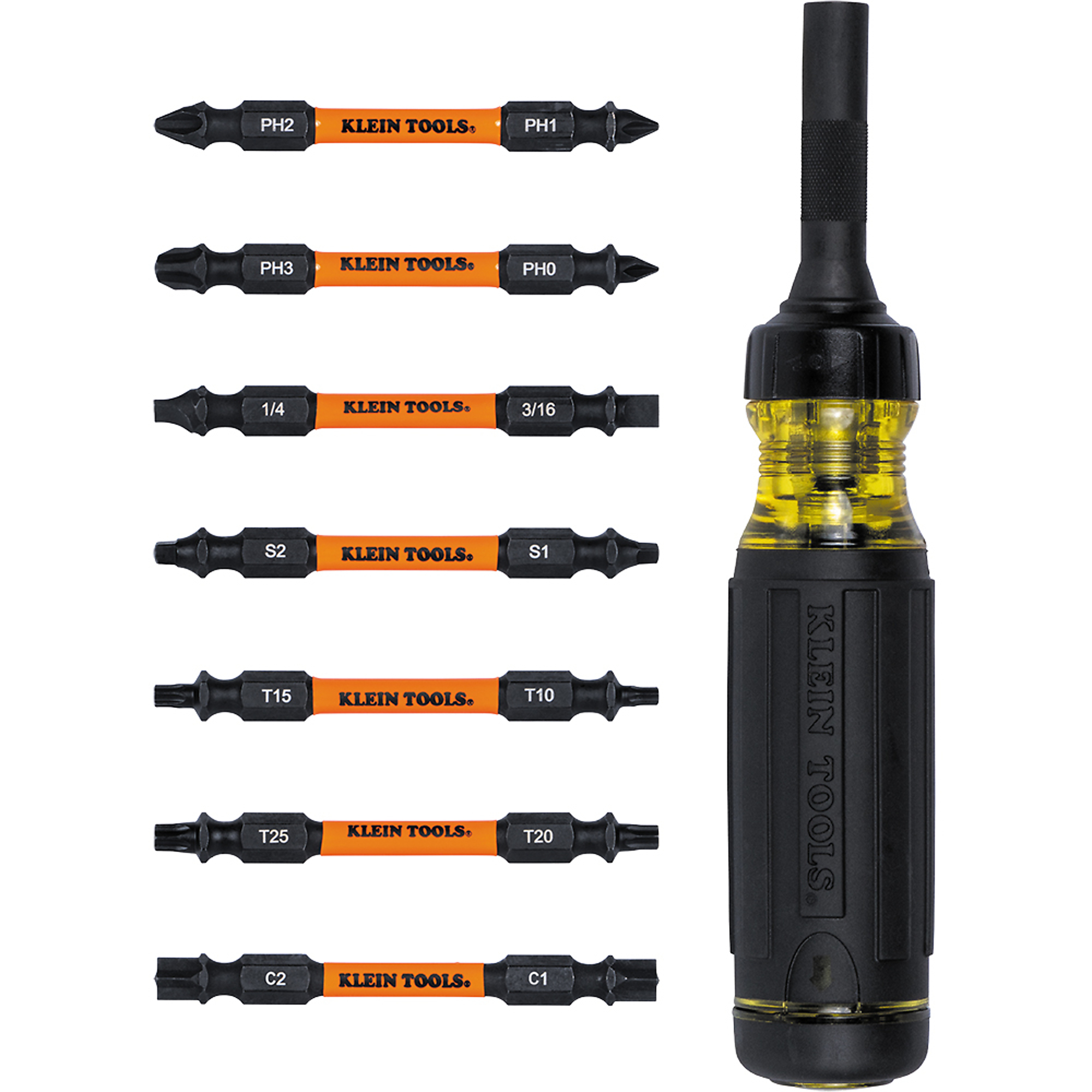 Klein Tools, 15in.-1 Ratcheting Impact-Rated Multi-Bit Torsion, Drive Type Combination, Model# 32315HD